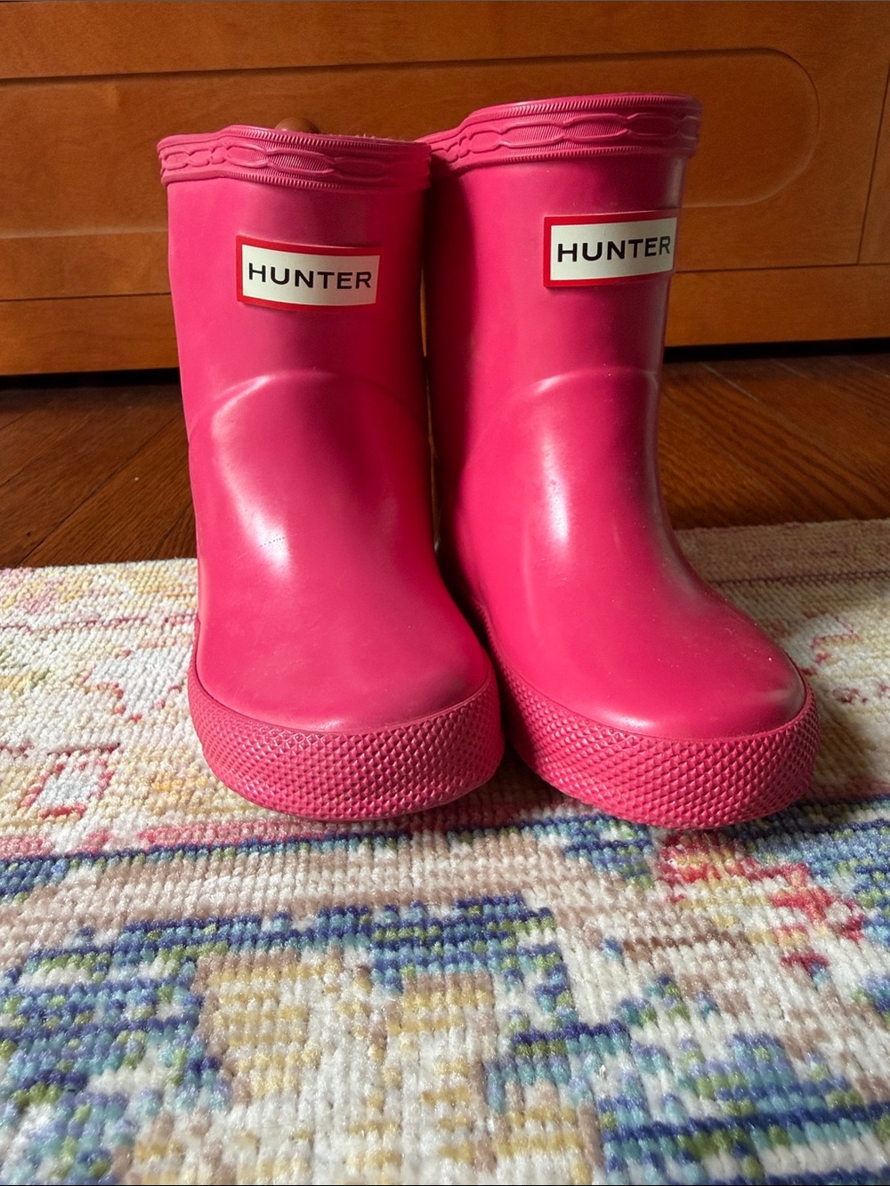 Hunter Girls Hot Pink Rubber Rain Boots